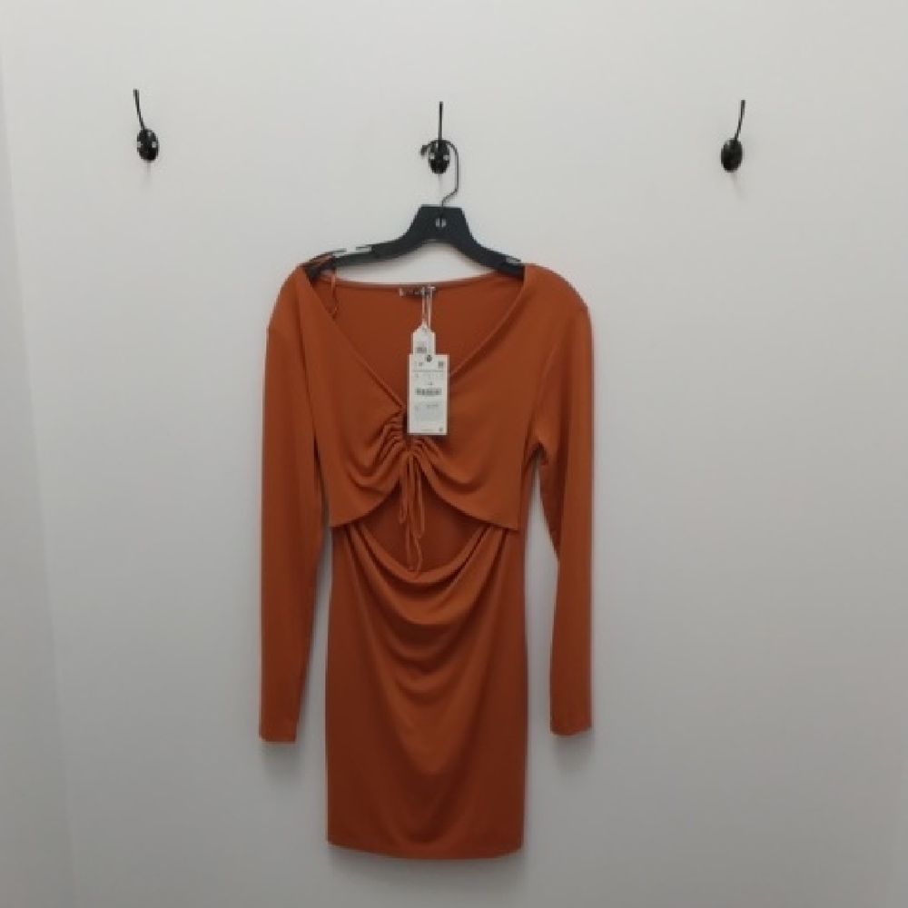 Zara Long Sleeve Orange Dress